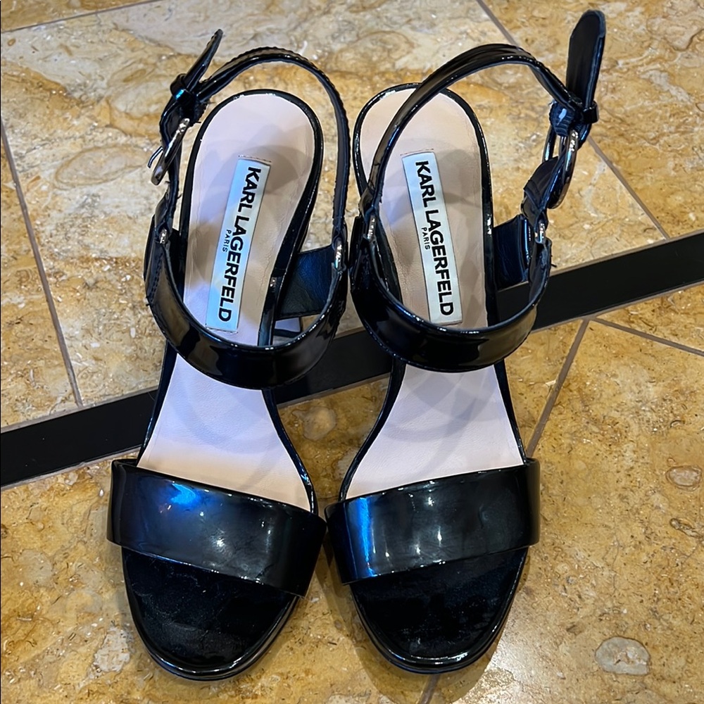 Karl Lagerfeld Black Sandals with Ankle Strap